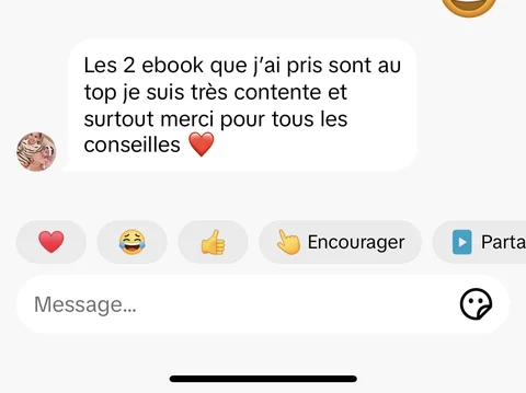 Capture du retour client : je suis très contente et surtout merci pour tous les conseilles