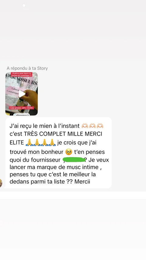 Capture du retour client : c’est TRÈS COMPLET MILLE MERCI ELITE